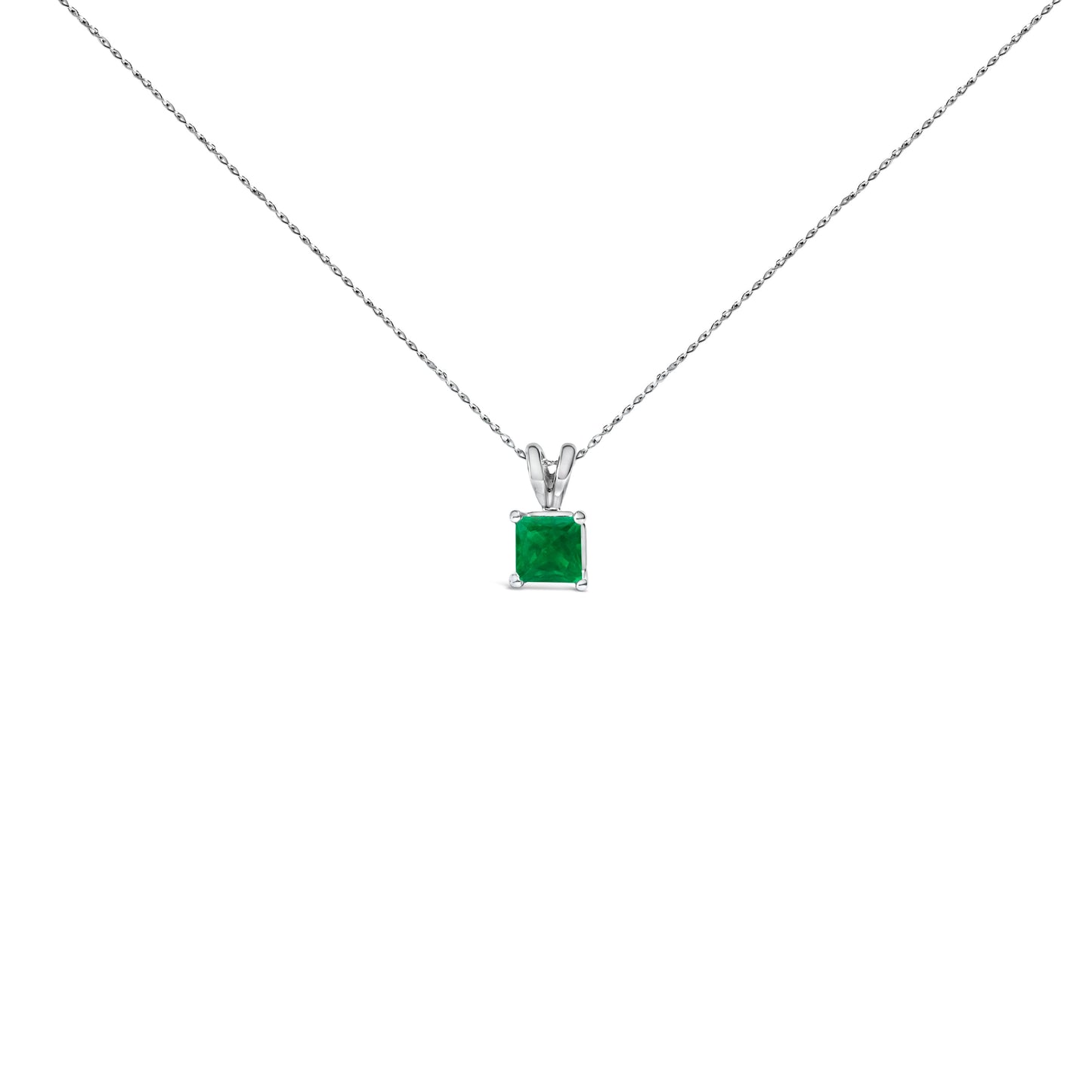 14K व्हाइट गोल्ड 5x5 MM स्क्वेयर शेप्ड पर्पल एमेथिस्ट सोलिटेयर पेंडेंट नेकलेस
