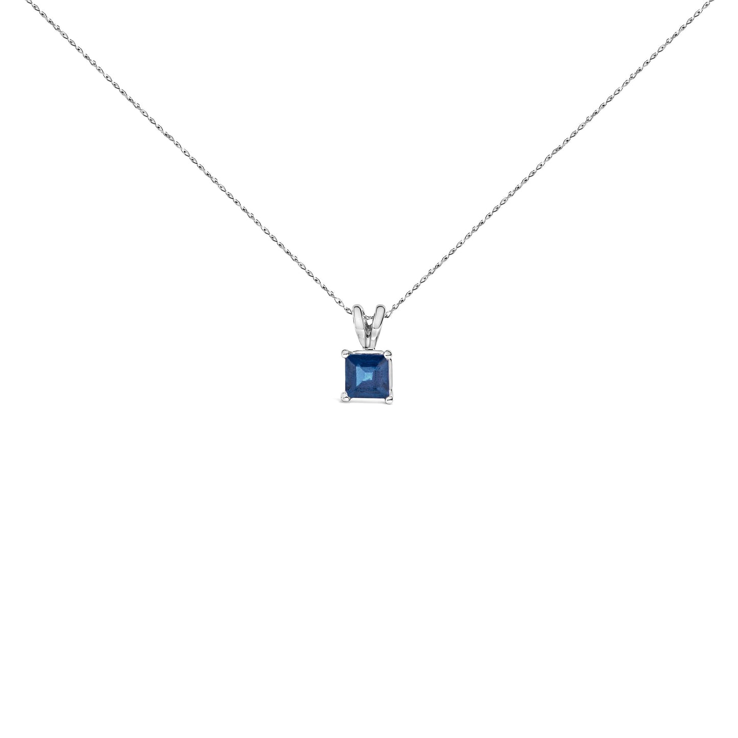 14K व्हाइट गोल्ड 5x5 MM स्क्वेयर शेप्ड पर्पल एमेथिस्ट सोलिटेयर पेंडेंट नेकलेस