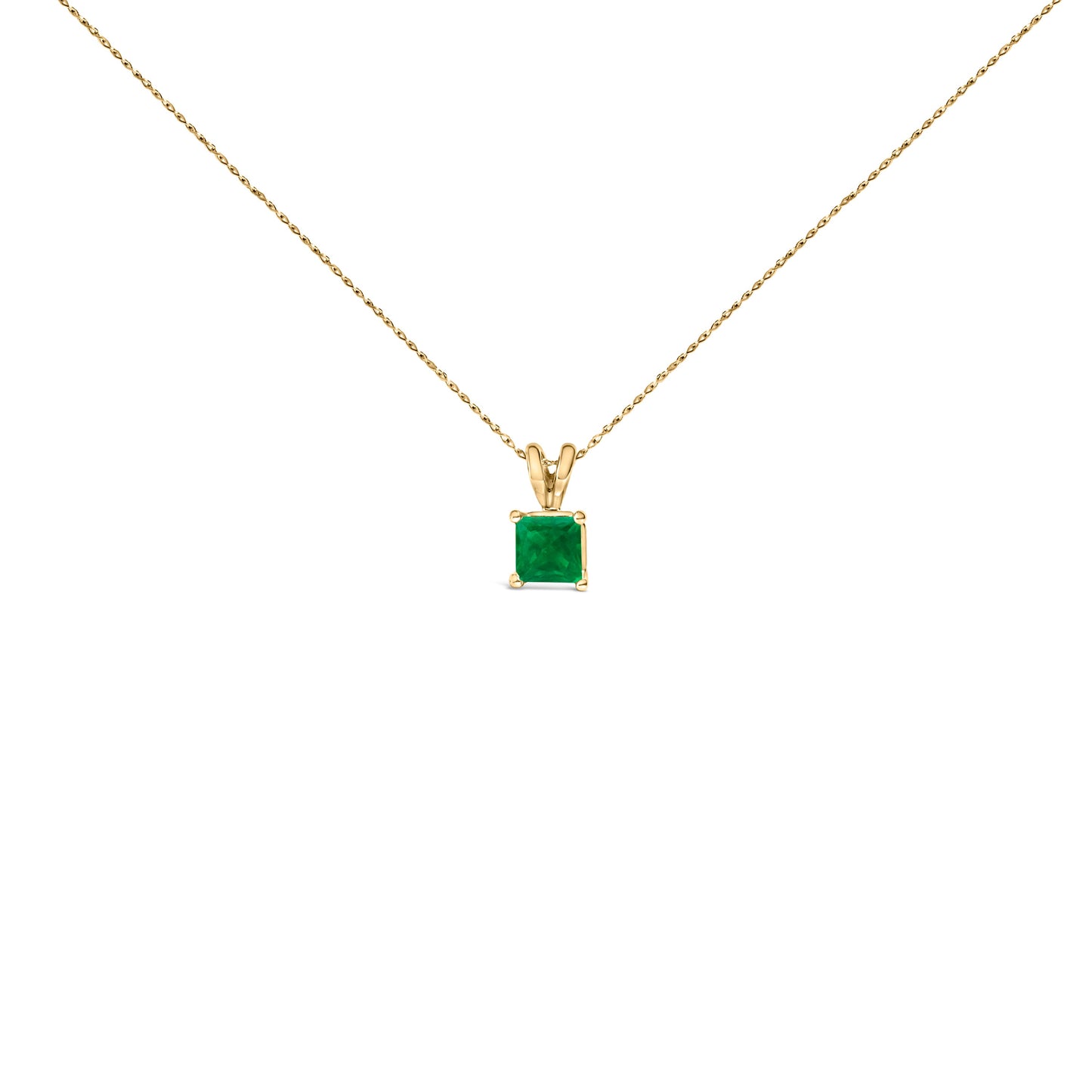 14K व्हाइट गोल्ड 5x5 MM स्क्वेयर शेप्ड पर्पल एमेथिस्ट सोलिटेयर पेंडेंट नेकलेस
