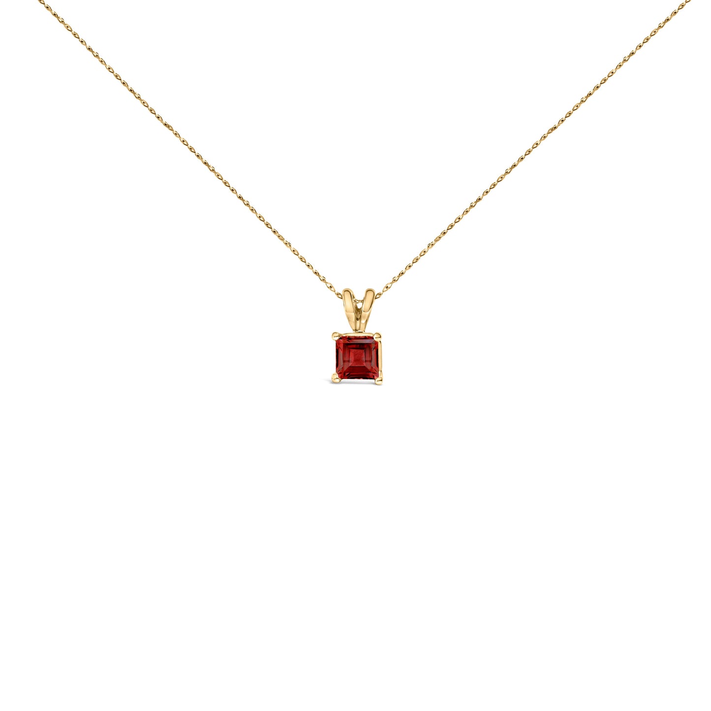 14K व्हाइट गोल्ड 5x5 MM स्क्वेयर शेप्ड पर्पल एमेथिस्ट सोलिटेयर पेंडेंट नेकलेस