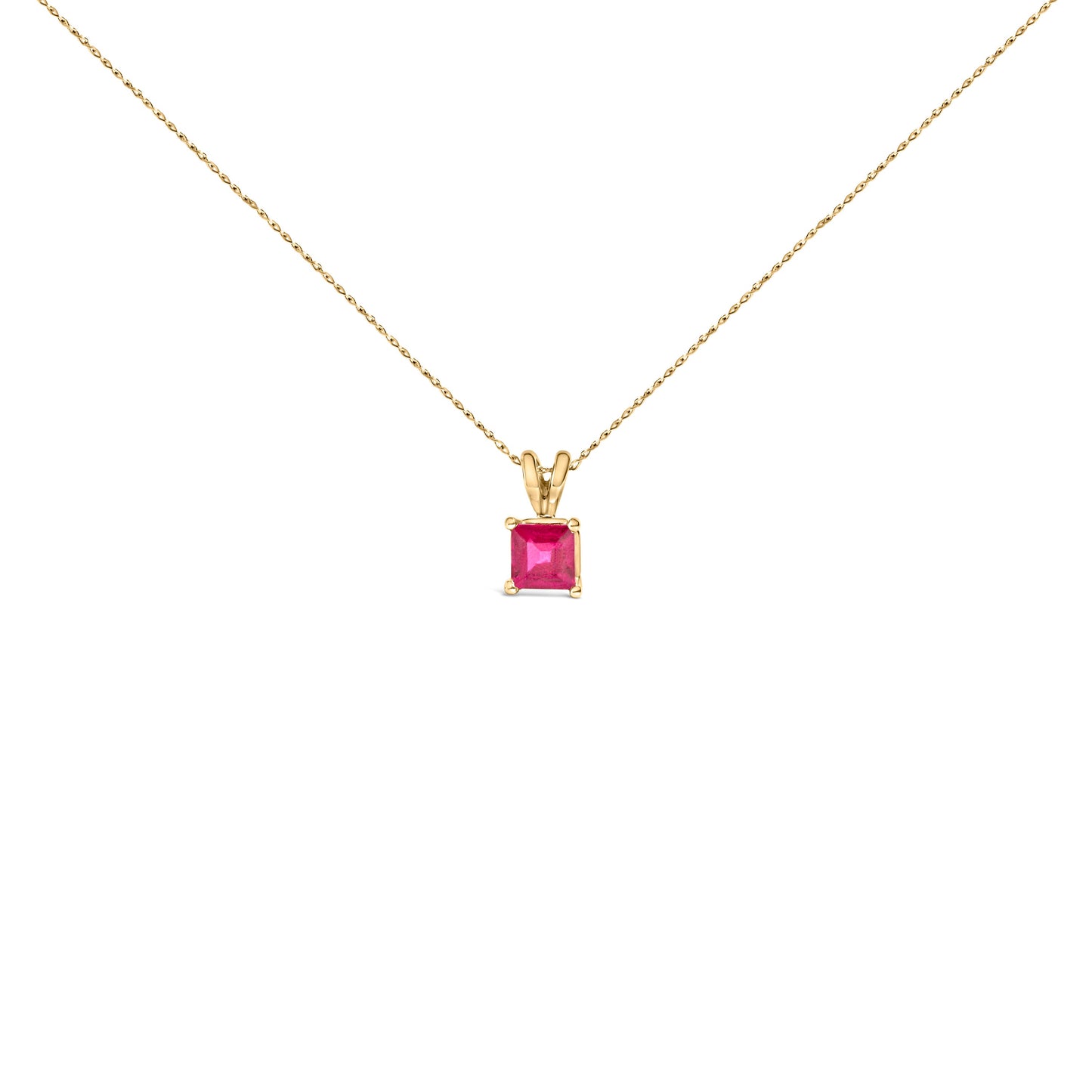 14K व्हाइट गोल्ड 5x5 MM स्क्वेयर शेप्ड पर्पल एमेथिस्ट सोलिटेयर पेंडेंट नेकलेस