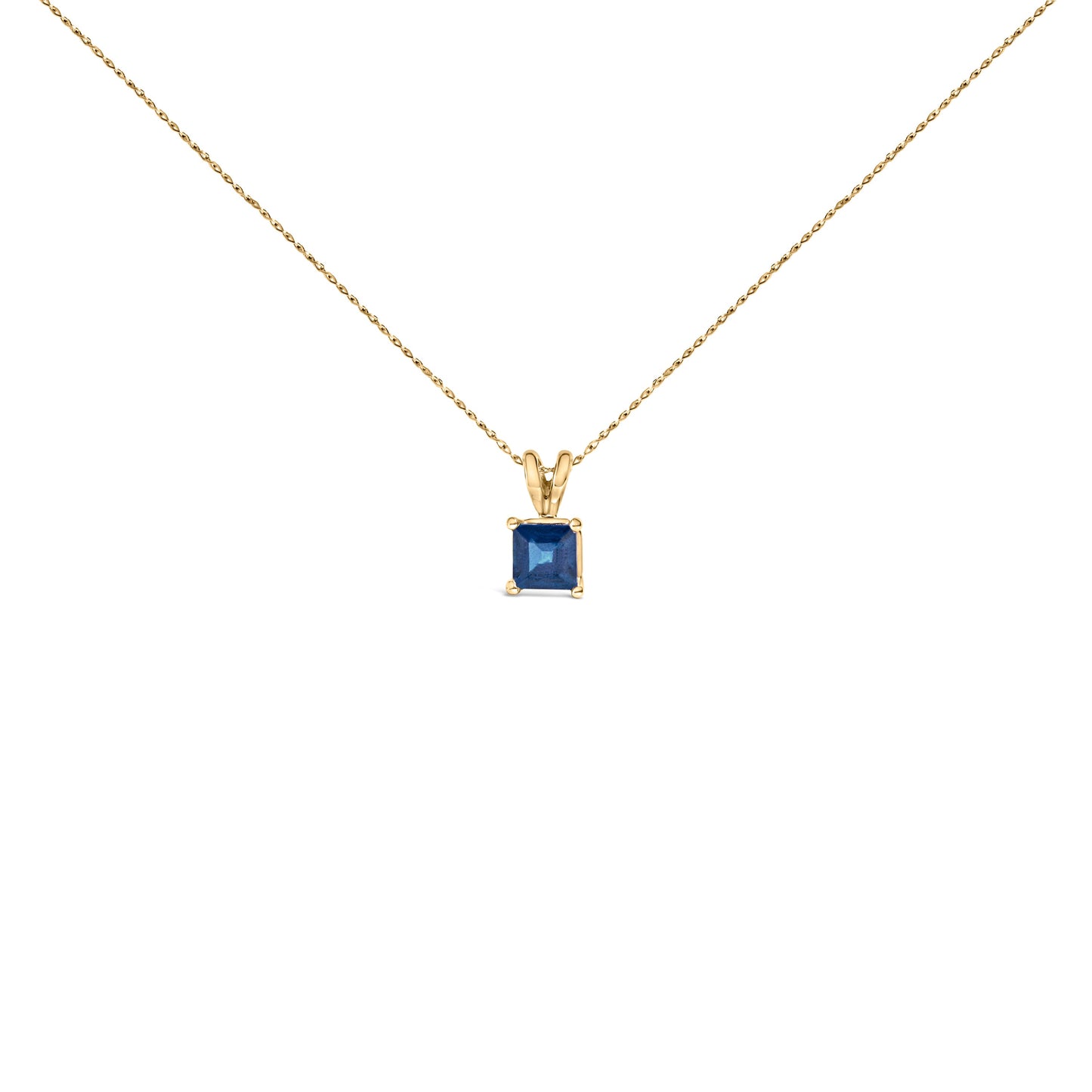 14K व्हाइट गोल्ड 5x5 MM स्क्वेयर शेप्ड पर्पल एमेथिस्ट सोलिटेयर पेंडेंट नेकलेस