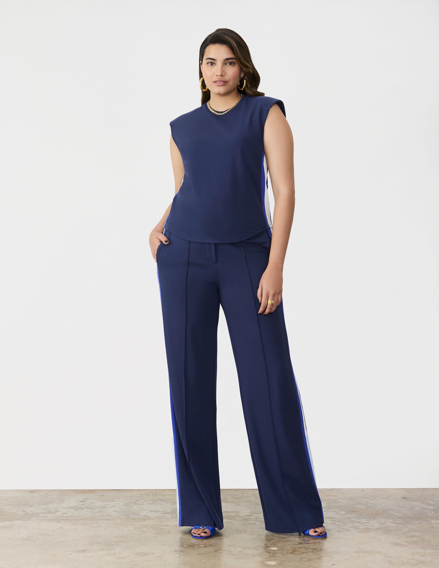 GSTQ Midnight Side Striped Sleeveless Top XS