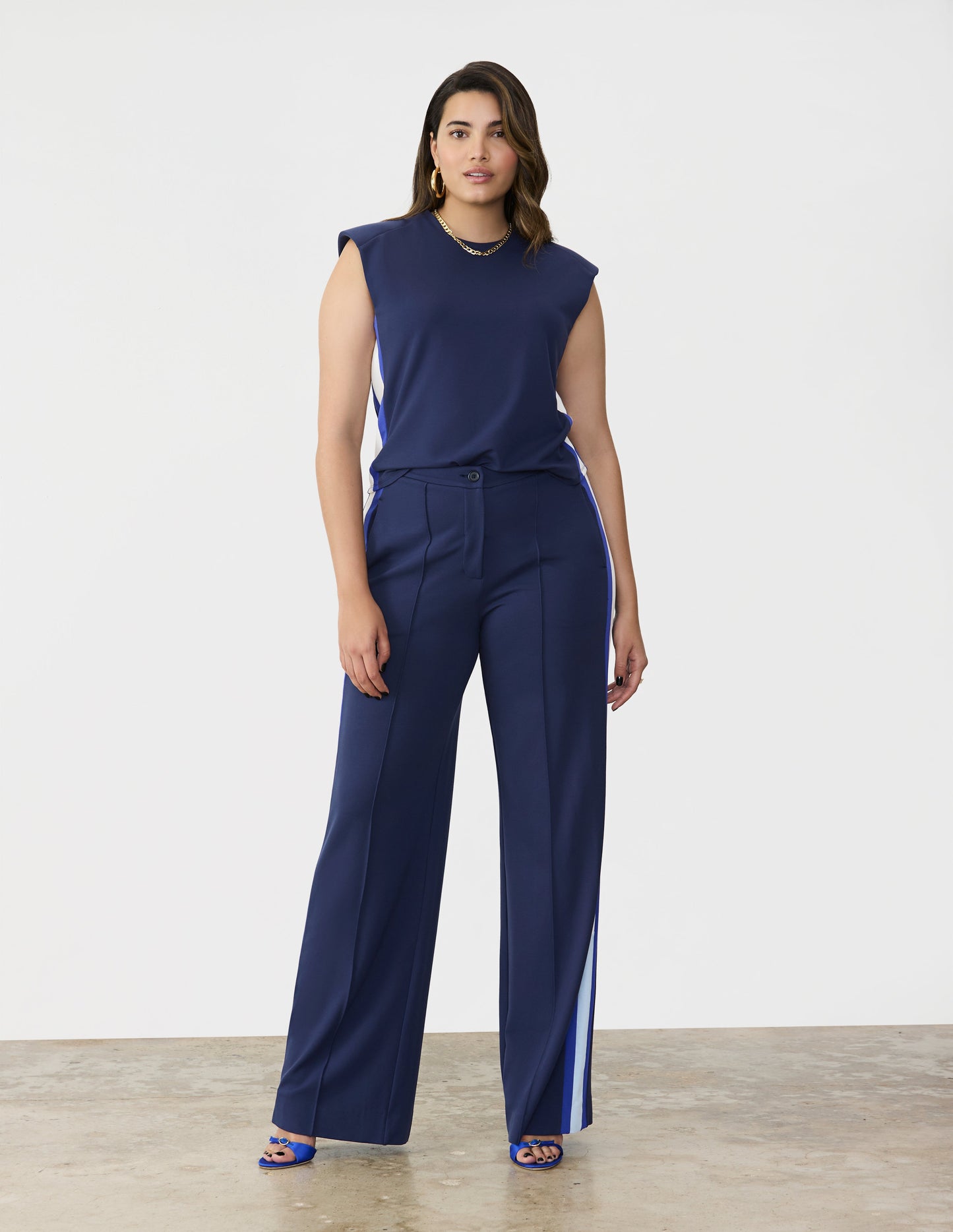Midnight Side Striped Wide Leg Pants