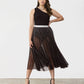 GSTQ Black Sun-Pleated Mesh Skirt - Medium