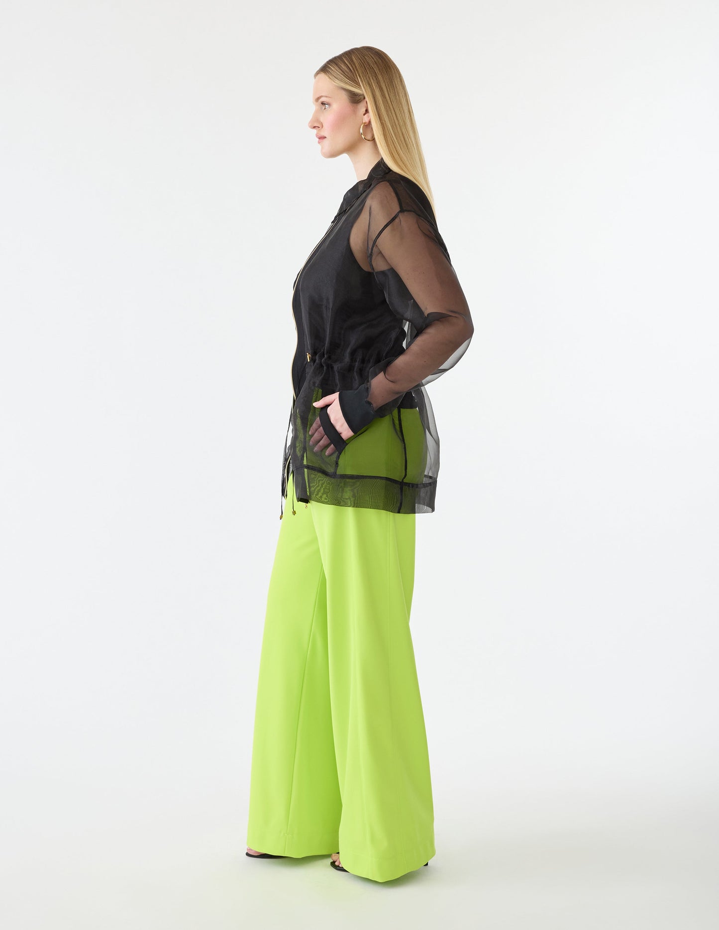 GSTQ Sheer Cinched Jacket - Plus Size