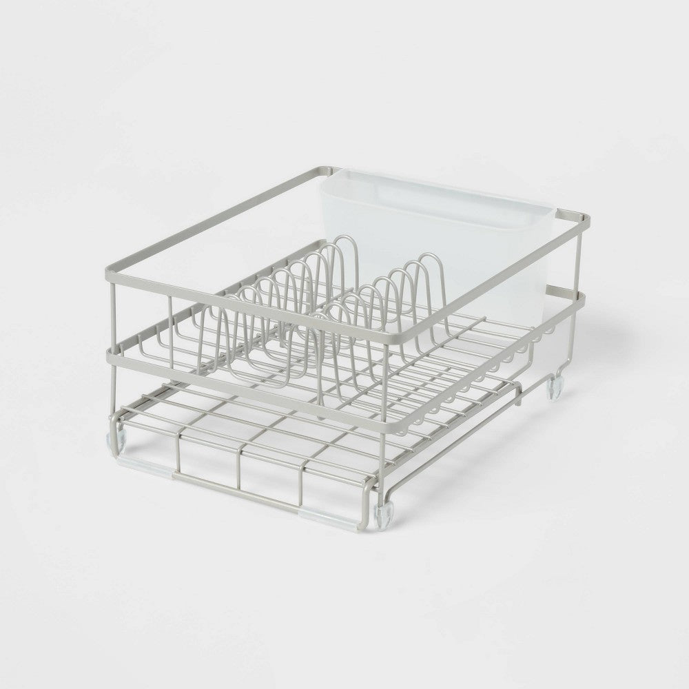 Space Saver Steel Dish Rack with Utensil Tray Matte Nickel  Brightroom™ Freestanding Expandable Dish Drying Rack
