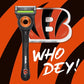 Gillette Labs Mens Special NFL Bengals Edition Shaving Razor with 4 Refills and Magnetic Stand - New