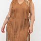 Vocal Apparel - FAUX SEUDE FRINGE TUNIC DRESS