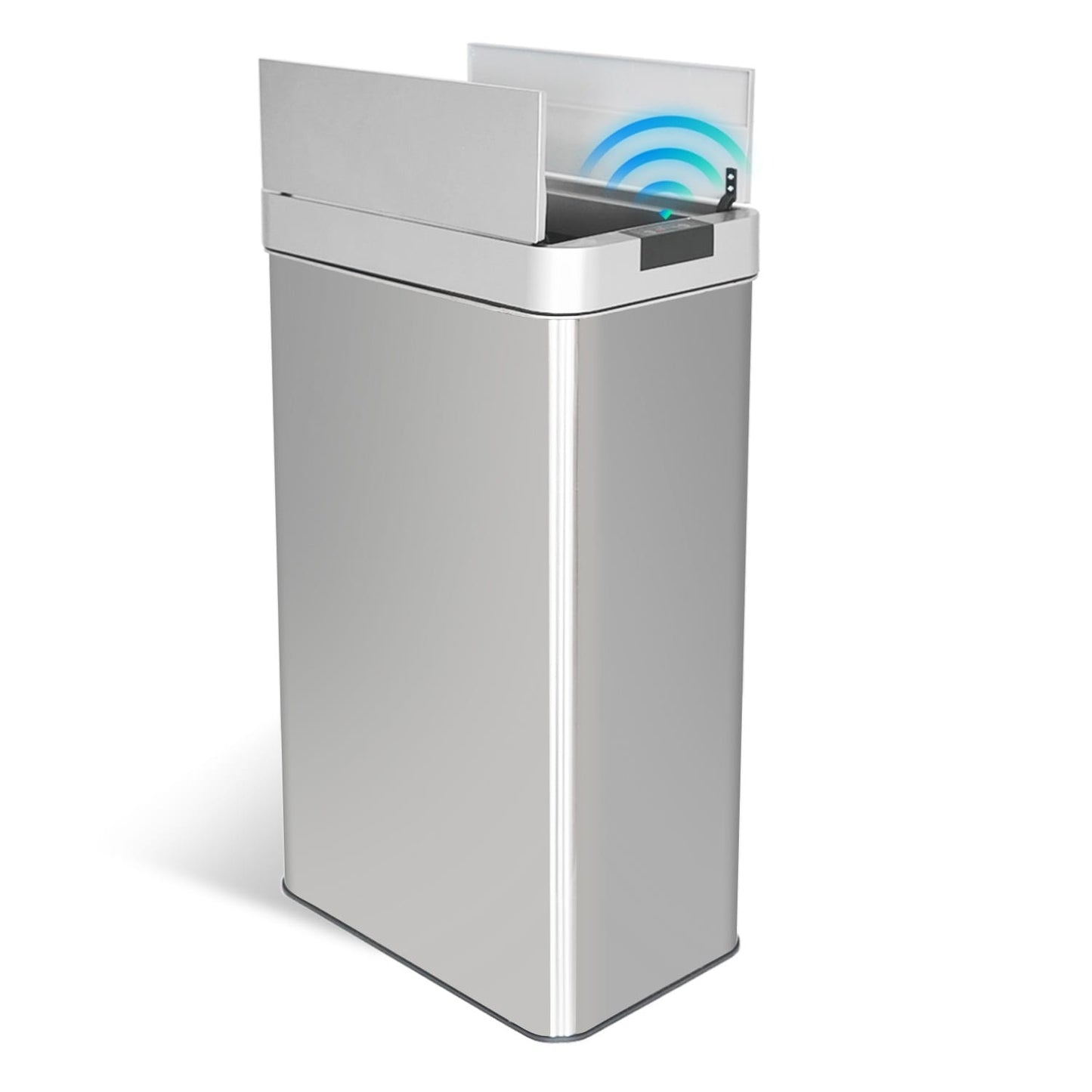 Innovaze 16 Gallon Stainless Steel Slim Motion Sensor Trash Can with Butterfly Lid Silver