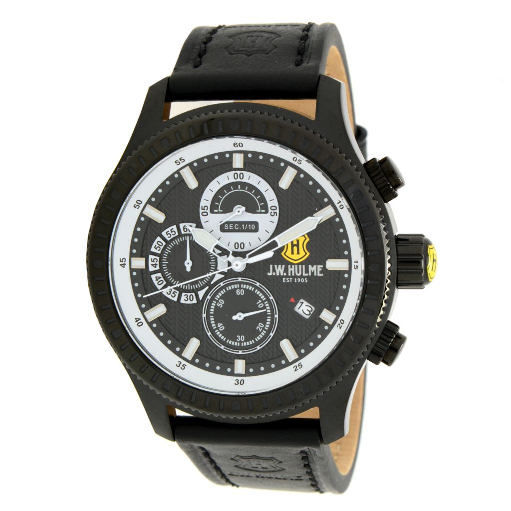 J.W. Hulme 45mm Quartz Chronograph Leather Strap Watch