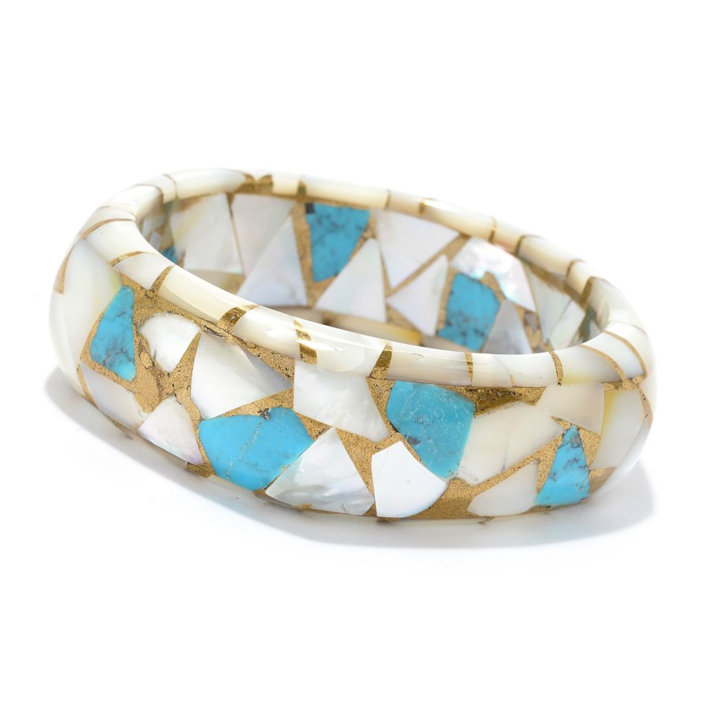 Dallas Prince Mother-of-Pearl & Turquoise Mosaic Bangle Bracelet