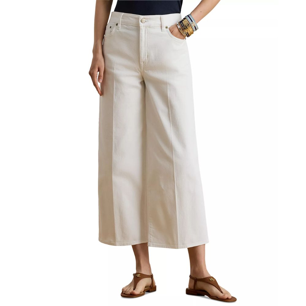 Lauren Ralph Lauren Women's Wide Leg NonStretch Cream Jeans