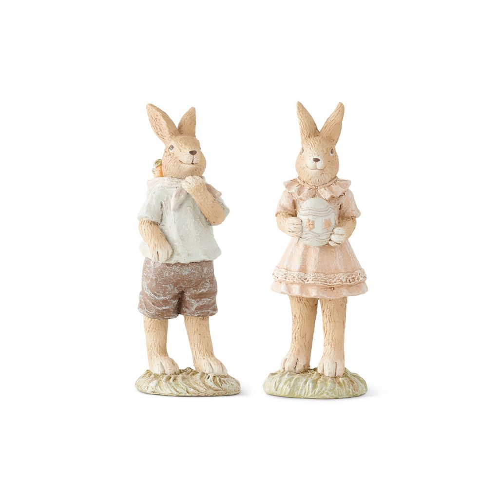 At Home w/ Jorge Perez Assorted Resin Boy & Girl Bunnies w/Egg and Backpack