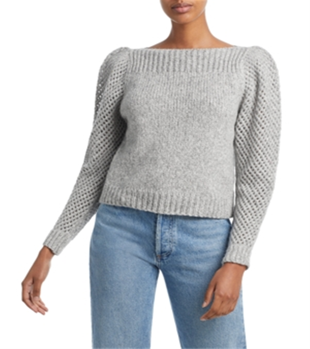 LoveShackFancy Rosie Wool Boat Neck Sweater Gray Size M