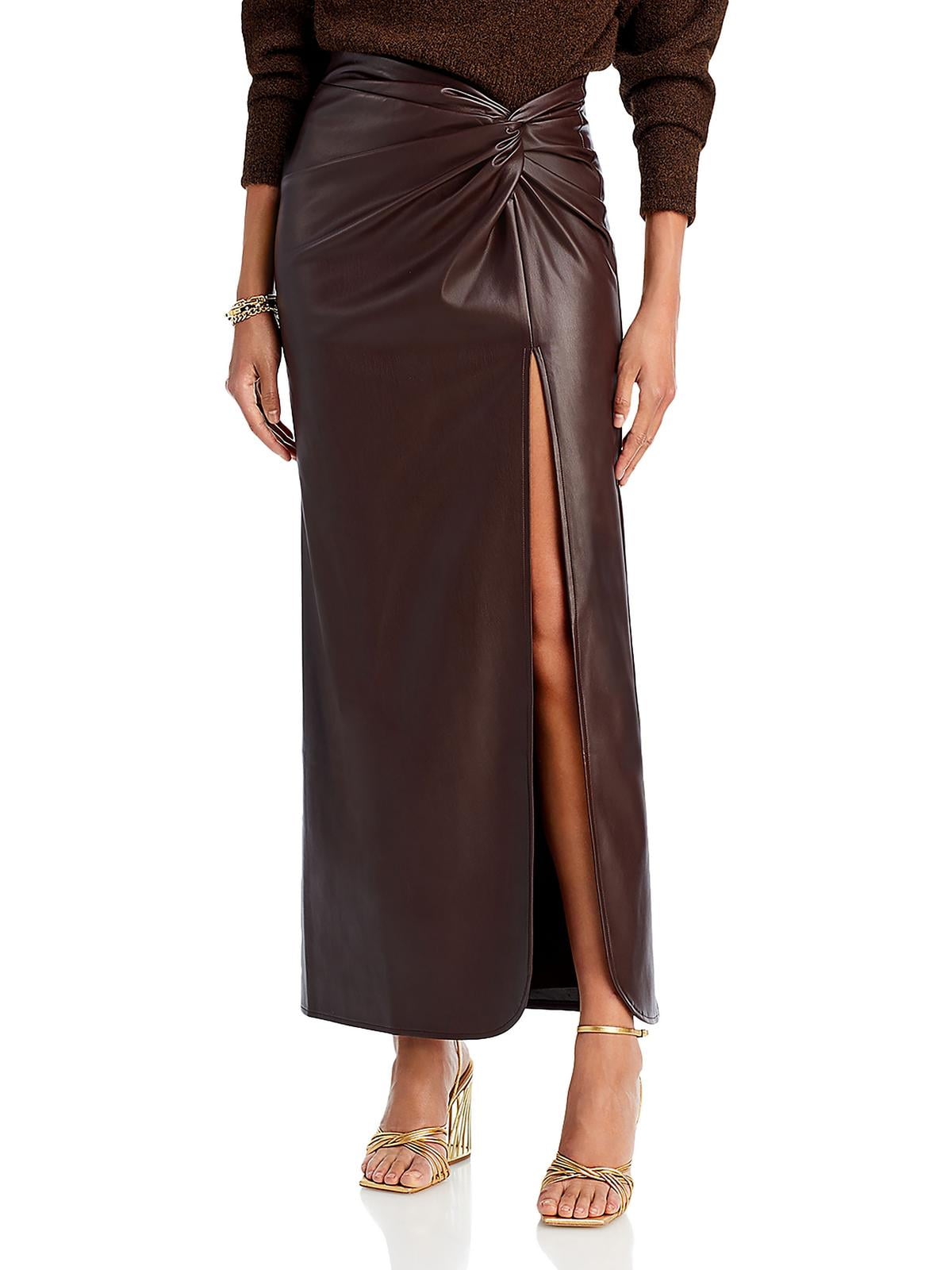 Line & Dot Carmela Twisted Faux Leather Skirt Brown Size XS