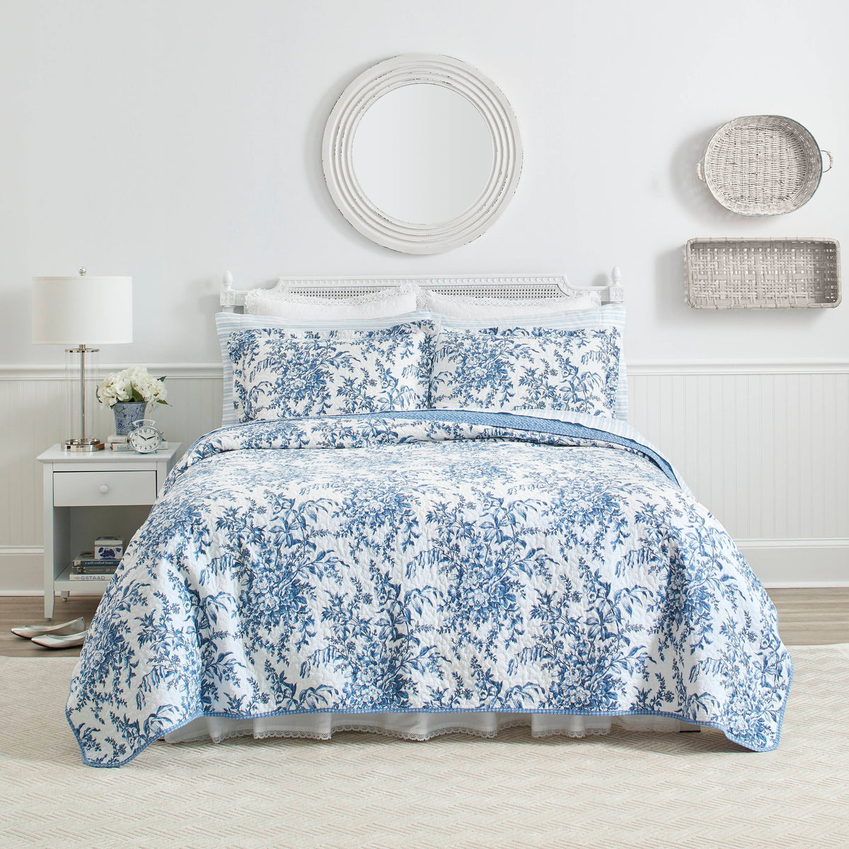 Laura Ashley Bedford Cotton Reversible Quilt Set