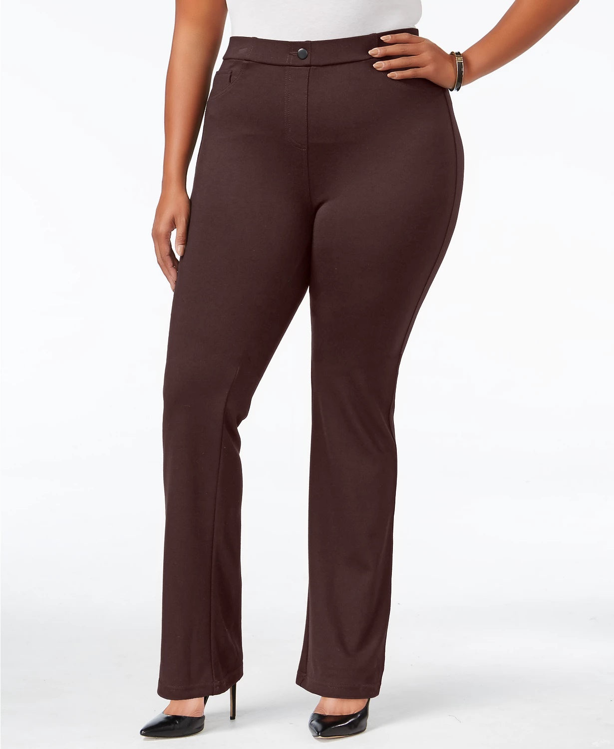 Style & Co Women's Petite Plus Size Bootcut Pants  Brown Size Petite Small
