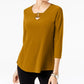 Alfani Women's Buckle Detail Tunic Gold Size Petite Small