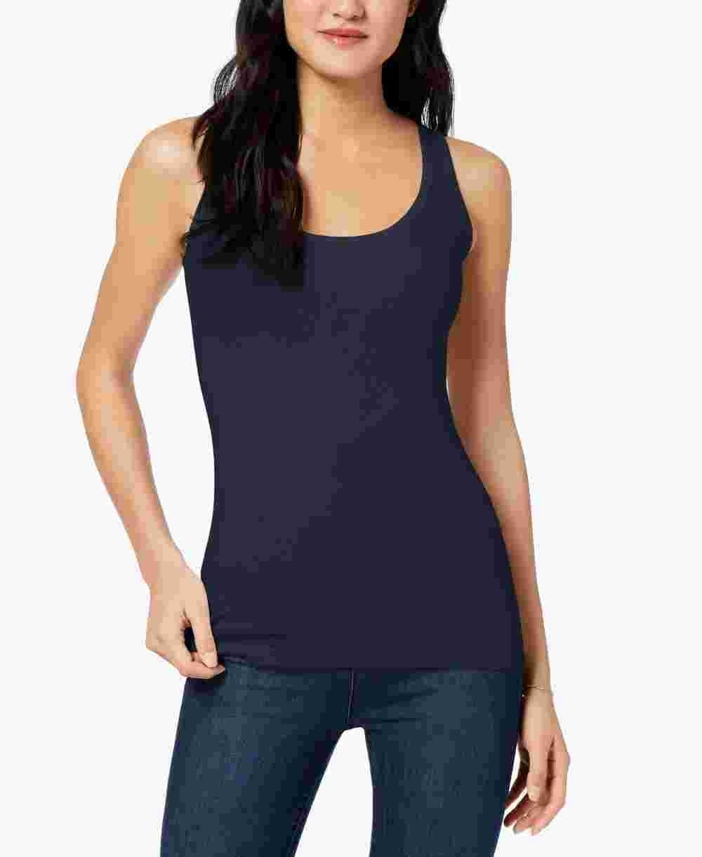 Maison Jules Women's Fitted Tank Top Blue Size Medium