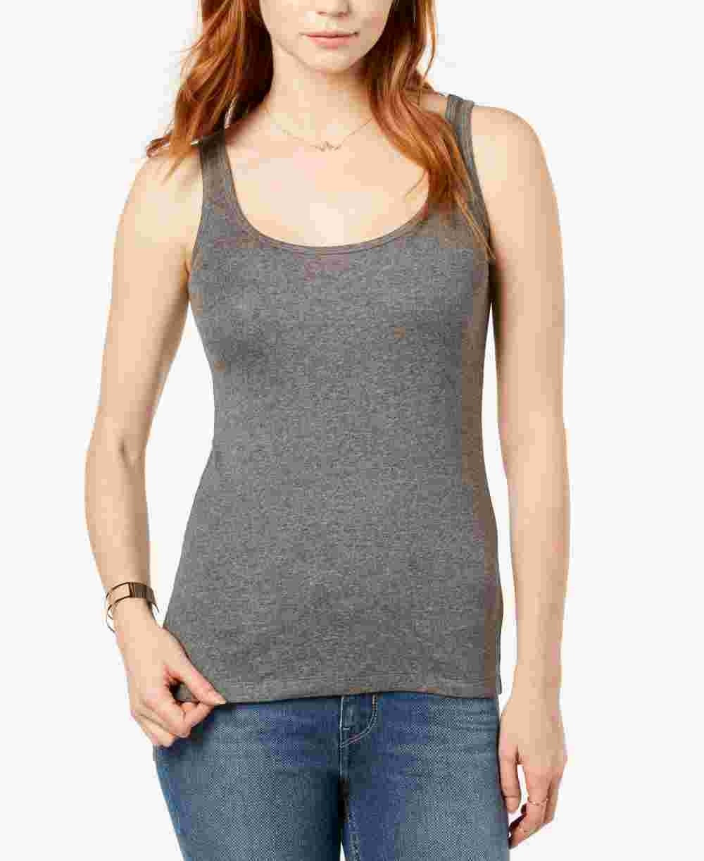 Maison Jules Women's Fitted Tank Top Gray Size Large