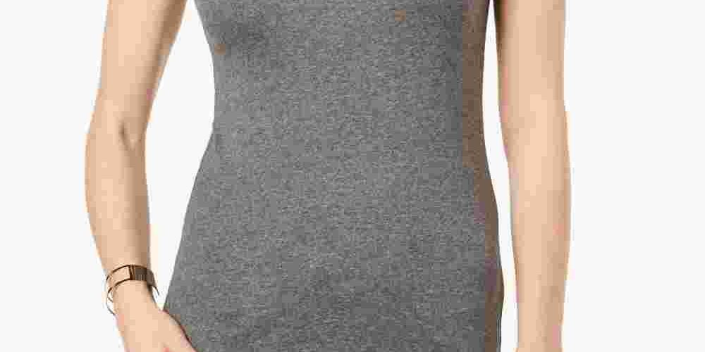 Maison Jules Women's Fitted Tank Top Gray Size Large