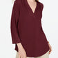 Charter Club Women's 3/4-Sleeve Top Wine Size Small