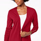 Charter Club Women's Open-Front Cardigan Red Size Extra Large