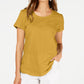 Style & Co Women's Cuffed Sleeve Cotton T-Shirt  Gold Size Small