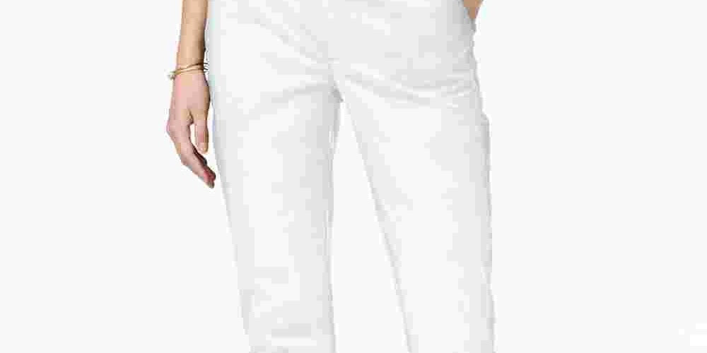 Maison Jules Women's Slim Ankle Pants White - Size 4