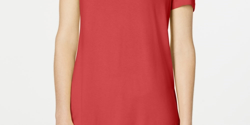 JM Collection Women's Cold Shoulder Swing T-Shirt Red Size XX-Large