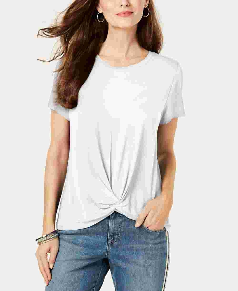 Style & Co Women's Twist Front Top White Size X-Large