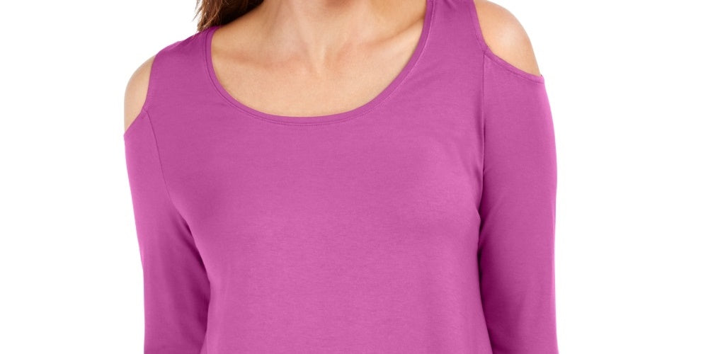 JM Collection Women's Cold-Shoulder Top Med Pink Size Small