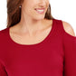 JM Collection Women's Cold Shoulder Top Red Size Small