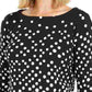 Charter Club Women's Petite Pima Cotton Button-Shoulder Print Top Black Size Petite