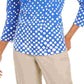 Charter Club Women's Pima Cotton Button Shoulder Print Top Blue Size Petite Small