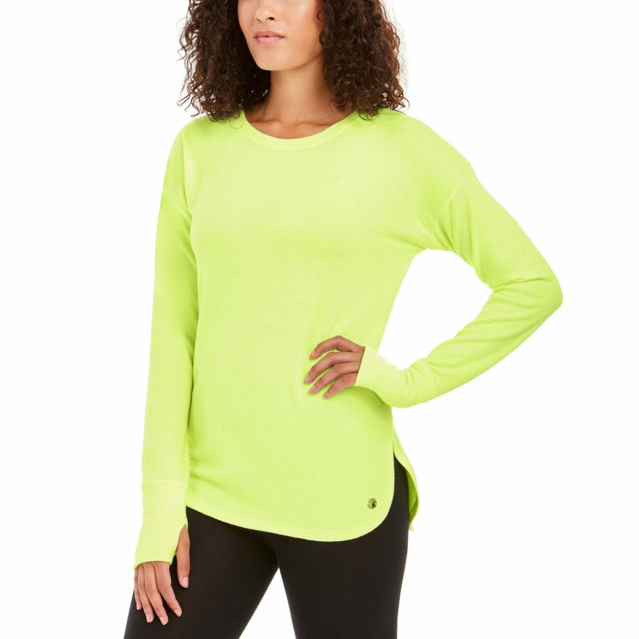 Ideology Women's Heathered Activewear T-Shirt Yellow Neon Size Extra Small