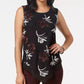 Alfani Women's Black Asymmetric Floral Jewel Neck Top Red Size Small
