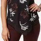 Alfani Women's Black Asymmetric Floral Jewel Neck Top Red Size Small