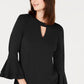 Charter Club Women's Bell-Sleeve Keyhole Top  Black Size XX-Large