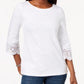 Charter Club Women's Cotton Lace-Trim Top White Size Small