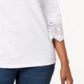 Charter Club Women's Cotton Lace-Trim Top White Size Small