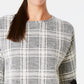 Charter Club Women's Plaid Bow Sleeve Top Black Size X-Small