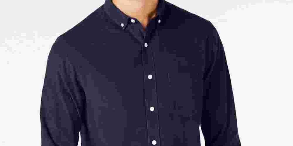 Club Room Men's Corduroy Shirt Dark Blue Size Small