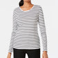 Charter Club Women's Metallic Stripe Top White Size Medium
