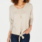 Style & Co Women's Tie Front Sweater Beige Size Petite X-Large