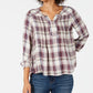 Style & Co Women's Plaid Pleated Top Purple Size Petite Medium