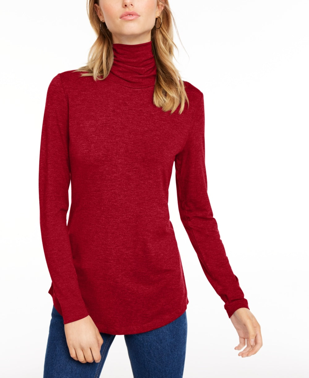 Maison Jules Women's Turtleneck Top Red Size Small
