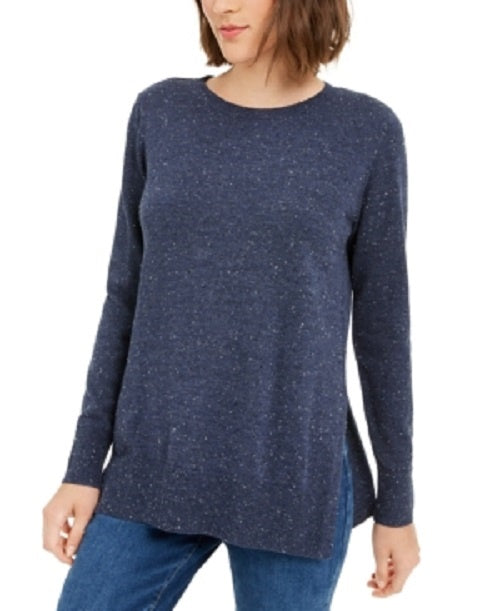 Maison Jules Women's Cotton Crew-Neck Sweater  Blue Size Medium