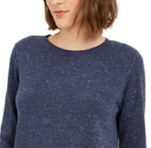 Maison Jules Women's Cotton Crew-Neck Sweater  Blue Size Medium